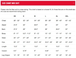 Bont Retro Neo Skinsuit -Roller Skating Store BontNeoSuit SizeChart