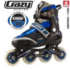 Crazy - 308 Adjustable Inline Skate (Pink Or Blue) -Roller Skating Store Carzy308Blue