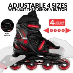 Crazy - 148 Adjustable Inline Skate - Black / Red -Roller Skating Store Crazy 148black 3