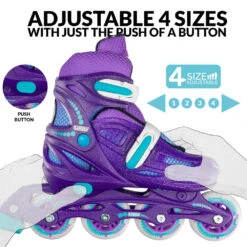 Crazy - 148 Adjustable Inline Skate - Purple Glitter -Roller Skating Store Crazy 148purple 4
