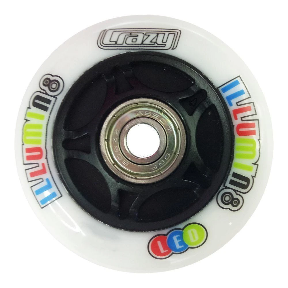 Crazy - Illumin8 Light Up LED Inline Wheel - White (coloured Lights) 2 Crazy - Illumin8 Light Up LED Inline Wheel - White (coloured Lights) - Image 2