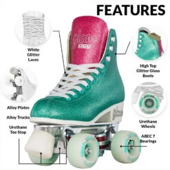 Crazy - Disco Glam - Retro Skates - Teal / Pink 7 Crazy - Disco Glam - Retro Skates - Teal / Pink -Roller Skating Store Crazy DiscoGlam Teal 3