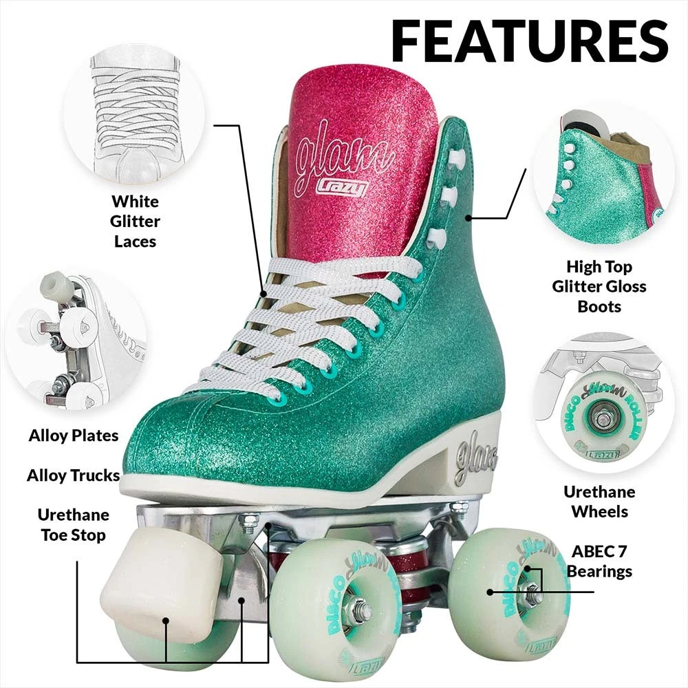 Crazy - Disco Glam - Retro Skates - Teal / Pink 4 Crazy - Disco Glam - Retro Skates - Teal / Pink - Image 4