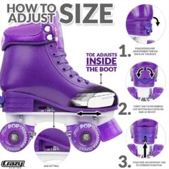 Crazy - Glitter Pop Adjustable Quad Skates - Purple -Roller Skating Store Crazy GlitterPop purple 4