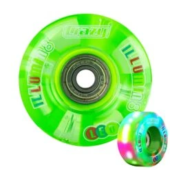 Crazy - Illumin8 LED Light Up Wheels (2-Pack) -Roller Skating Store Crazy IlluminateQuad Green