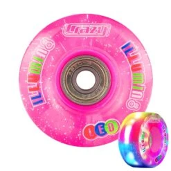 Crazy - Illumin8 LED Light Up Wheels (2-Pack) -Roller Skating Store Crazy IlluminateQuad PinkGlitter
