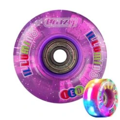 Crazy - Illumin8 LED Light Up Wheels (2-Pack) -Roller Skating Store Crazy IlluminateQuad PurpleGlitter