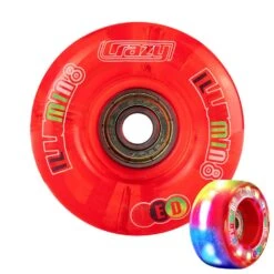 Crazy - Illumin8 LED Light Up Wheels (2-Pack) -Roller Skating Store Crazy IlluminateQuad Red