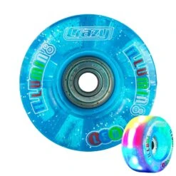 Crazy - Illumin8 LED Light Up Wheels (2-Pack) -Roller Skating Store Crazy IlluminateQuad TealGlitter