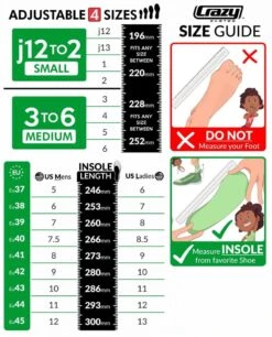 Crazy Retro Roller Skates - Adjustable -Roller Skating Store Crazy RETRO SizeGuide