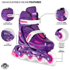 Crazy - 148 Adjustable Inline Skate - Purple Glitter -Roller Skating Store Crazy148purple 4