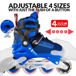 Crazy - 168 Adjustable Inline Skate - Blue -Roller Skating Store Crazy168 Blue adjust