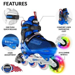 Crazy - 168 Adjustable Inline Skate - Blue -Roller Skating Store Crazy168 BlueFeatures