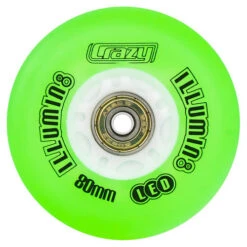 Crazy - Illumin8 Light Up LED Inline Wheel 8 Crazy - Illumin8 Light Up LED Inline Wheel -Roller Skating Store CrazyIlluminateLEDInlineWheel Green 80mm