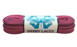 Derby Laces - Ultimate Waxed Laces -Roller Skating Store DerbyWaxedLaces BlackandHotPinkStripe