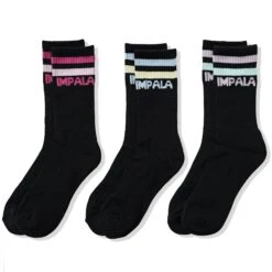 Impala Stripe Sock - 3 Pack -Roller Skating Store ImpalaStripeSocks Black