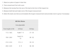 MX-J Speed Skate Package - Pink (Junior) -Roller Skating Store MXKids SizingChart