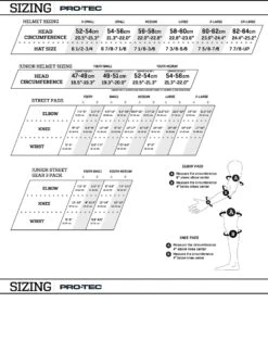 Protec Skate/Street - Elbow And Knee Combo Pack (Black) 7 Protec Skate/Street - Elbow And Knee Combo Pack (Black) -Roller Skating Store ProtecSizingchart