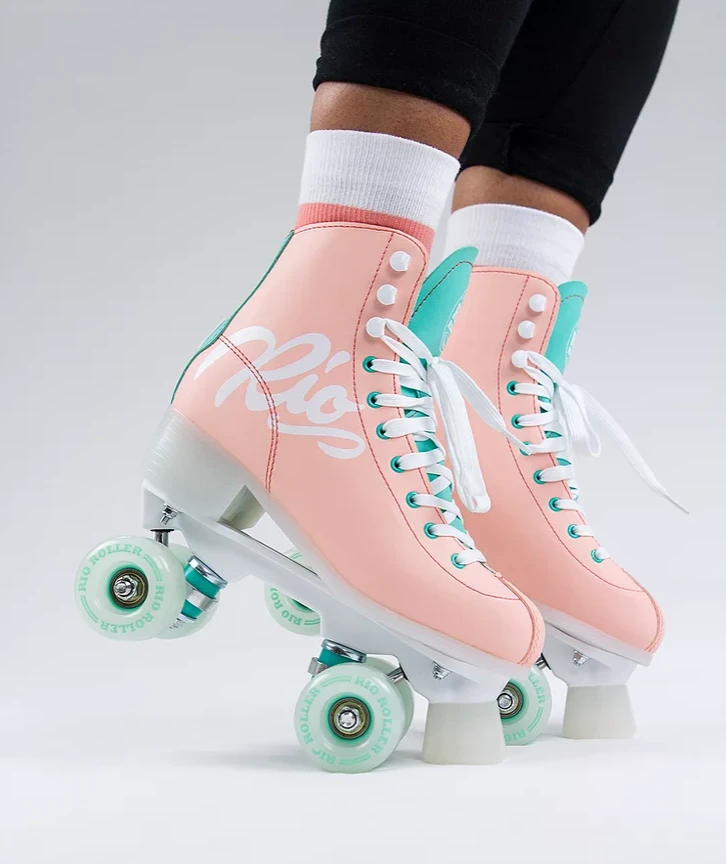 Rio Roller - Script Skates - Peach / Green 2 Rio Roller - Script Skates - Peach / Green - Image 2