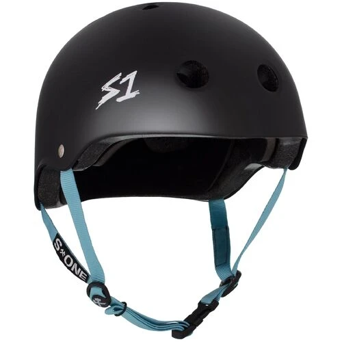 S-One Lifer Helmet - Lit Undialed Black Matte/Light Blue Straps (AUS/NZ Certified) 1 S-One Lifer Helmet - Lit Undialed Black Matte/Light Blue Straps (AUS/NZ Certified)