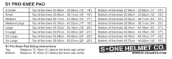 S-One Pro Knee Pad (Gen III) -Roller Skating Store S OnePadsSizeChart